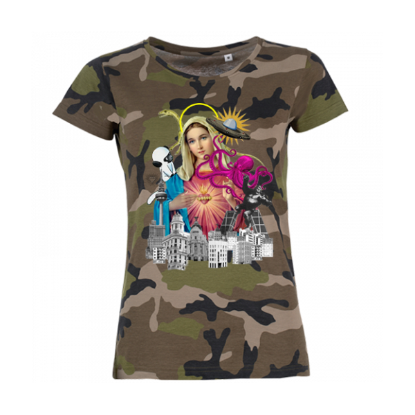 Camiseta Virgen Camuflaje Manga Corta Mujer